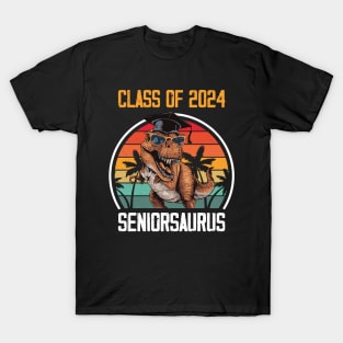 Funny Class Of 2024 Seniorsaurus Vintage TRex Graduation T-Shirt